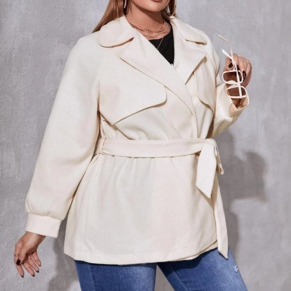 Belted Overcoat shacket jacket coat beige - Picture 8 of 8